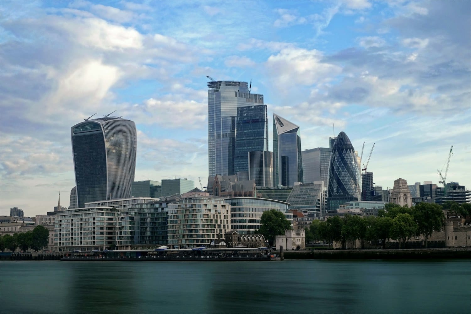 The City of London financial district beside the River Thames; illustrative photograph
